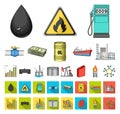 Oil industry cartoon,flat icons in set collection for design. Equipment and oil production vector symbol stock web Royalty Free Stock Photo