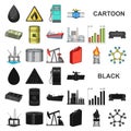 Oil industry cartoon icons in set collection for design. Equipment and oil production vector symbol stock web Royalty Free Stock Photo