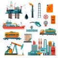 Oil Industry Cartoon Icons Set Royalty Free Stock Photo
