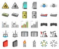 Oil industry cartoon,monochrom icons in set collection for design. Equipment and oil production vector symbol stock web Royalty Free Stock Photo