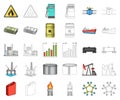 Oil industry cartoon,outline icons in set collection for design. Equipment and oil production vector symbol stock web Royalty Free Stock Photo