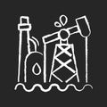 Oil industry chalk white icon on black background Royalty Free Stock Photo