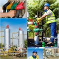 Oil industry collage Royalty Free Stock Photo
