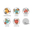 Oil Industry Concept Thin Line Icons Labels Set. Vector Royalty Free Stock Photo