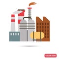 Oil industry factory color flat illustration