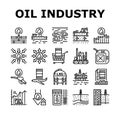 oil industry factory gas plant icons set vector Royalty Free Stock Photo