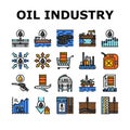 oil industry factory gas plant icons set vector Royalty Free Stock Photo