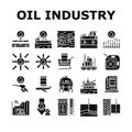 oil industry factory gas plant icons set vector Royalty Free Stock Photo