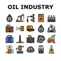 oil industry factory plant icons set vector Royalty Free Stock Photo