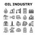 oil industry factory plant icons set vector Royalty Free Stock Photo