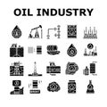 oil industry factory plant icons set vector Royalty Free Stock Photo