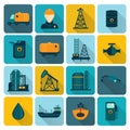 Oil Industry Flat Icons Royalty Free Stock Photo