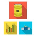 Oil industry flat icons in set collection for design. Equipment and oil production vector symbol stock web illustration. Royalty Free Stock Photo