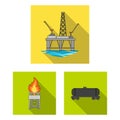 Oil industry flat icons in set collection for design. Equipment and oil production vector symbol stock web illustration. Royalty Free Stock Photo