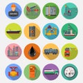 Oil industry Flat Icons Set Royalty Free Stock Photo