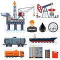 Oil industry Flat Icons Set Royalty Free Stock Photo