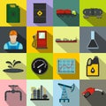 Oil industry flat icons set Royalty Free Stock Photo