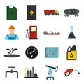 Oil industry flat icons set Royalty Free Stock Photo