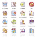 Oil industry flat icons set. Oil platform and pump Royalty Free Stock Photo