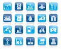 Oil industry, Gas production, transportation and storage icons Royalty Free Stock Photo