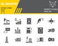Oil industry glyph icon set, fuel production collection, vector graphics, logo illustrations, oil industry vector icons Royalty Free Stock Photo
