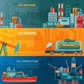 Oil Industry Horizontal Banners Set Royalty Free Stock Photo