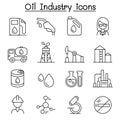 Oil industry icon set in thin line style Royalty Free Stock Photo