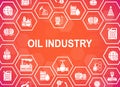 Oil industry icons banner. Fuel Truck, Engineer, Gasoline, Cargo Ship icons web header banner. Vector illustration Royalty Free Stock Photo