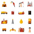 Oil Industry Icons Flat Royalty Free Stock Photo