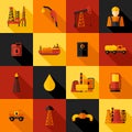 Oil Industry Icons Flat Royalty Free Stock Photo