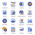 Oil industry icons set in flat style. Royalty Free Stock Photo