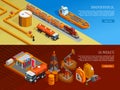 Oil Industry Isometric Webpage Banners Set Royalty Free Stock Photo
