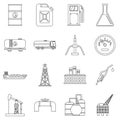Oil industry items icons set, outline style Royalty Free Stock Photo