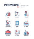 Oil industry - line design style icons set Royalty Free Stock Photo