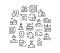 Oil industry line icon set. Fuel Truck, Engineer, Gasoline, Cargo Ship icons in a circle isolated on white background. Royalty Free Stock Photo
