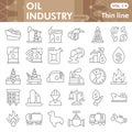 Oil industry line icon set, oilfield symbols collection or sketches. Petroleum, fuel, gas thin line linear style signs Royalty Free Stock Photo