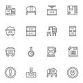 Oil industry line icons set