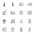 Oil industry line icons set