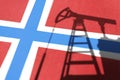 oil industry of Norway. Oil rigs on the background of the Russian flag. Mining and oil export. trading on global fuel