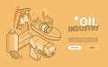 Oil industry - orange line design style isometric web banner