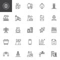 Oil industry outline icons set