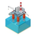 Oil Industry Platform Isometric View. Vector