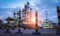 Oil Industry Refinery factory at Sunset Royalty Free Stock Photo