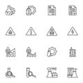 Oil industry related line icons set Royalty Free Stock Photo