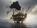 Oil Industry's Ecological Footprint: A Visual Exploration of Offshore Platforms and Environmental Contrast