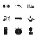 Oil industry set icons in black style. Big collection of oil industry vector symbol stock illustration Royalty Free Stock Photo