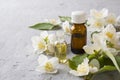 Oil of jasmine. Aromatherapy with jasmine oil. Jasmine flowers