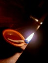 A Oil lamp in dark (Earthen Lamp)