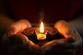 Oil lamp in hands Royalty Free Stock Photo