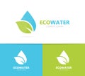 Oil and leaf logo combination. Drop and eco symbol or icon. Unique organic water and aqua logotype design template. Royalty Free Stock Photo